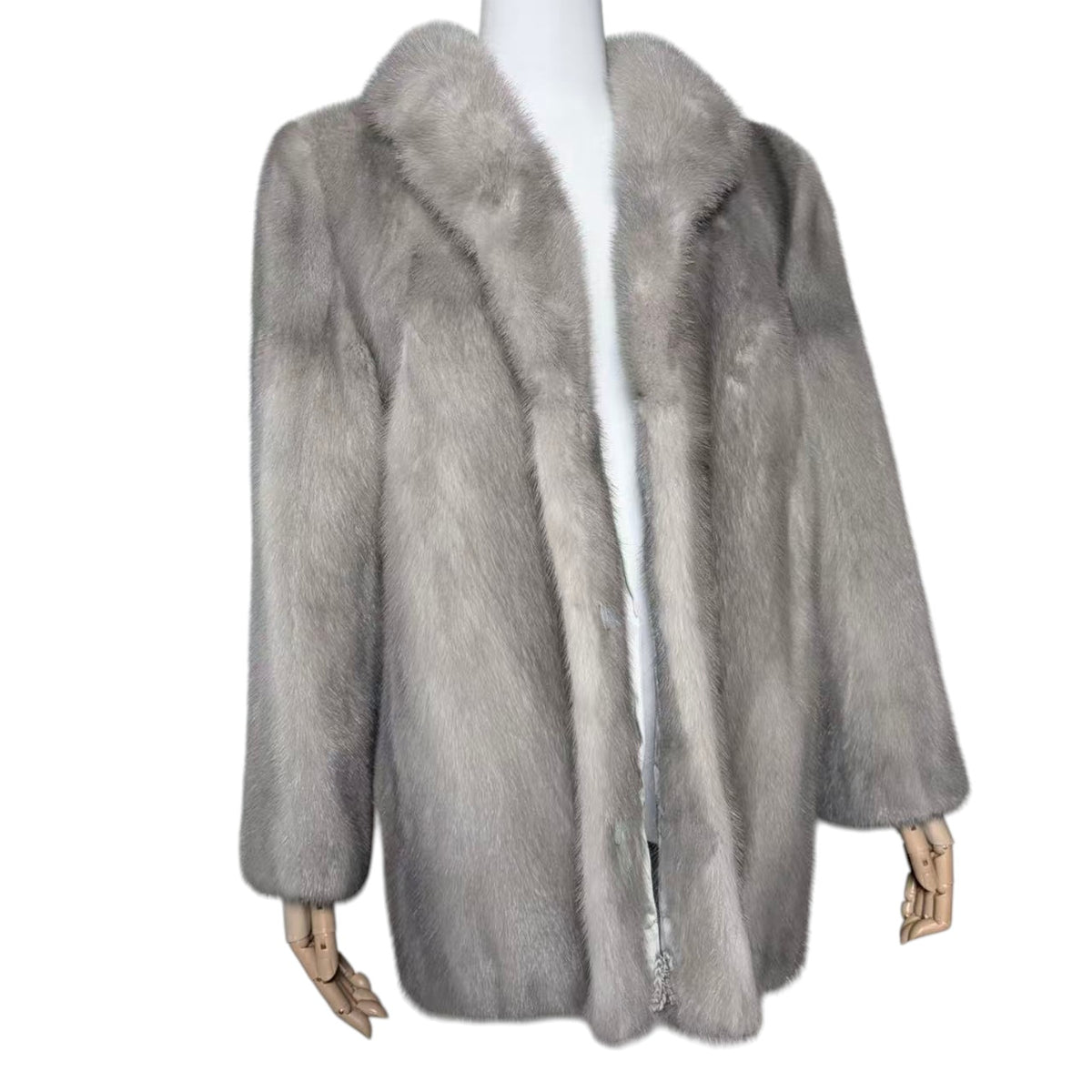 RARE SAPPHIRE MINK REAL FUR COAT MID-LENGTH JACKET GREY BLUE SIZE M JAPAN