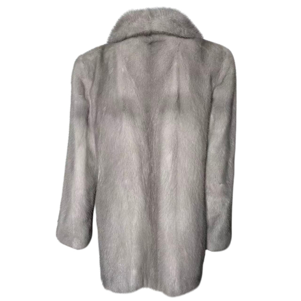RARE SAPPHIRE MINK REAL FUR COAT MID-LENGTH JACKET GREY BLUE SIZE M JAPAN