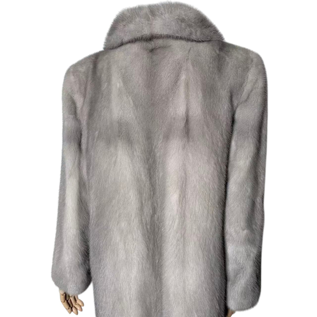 RARE SAPPHIRE MINK REAL FUR COAT MID-LENGTH JACKET GREY BLUE SIZE M JAPAN