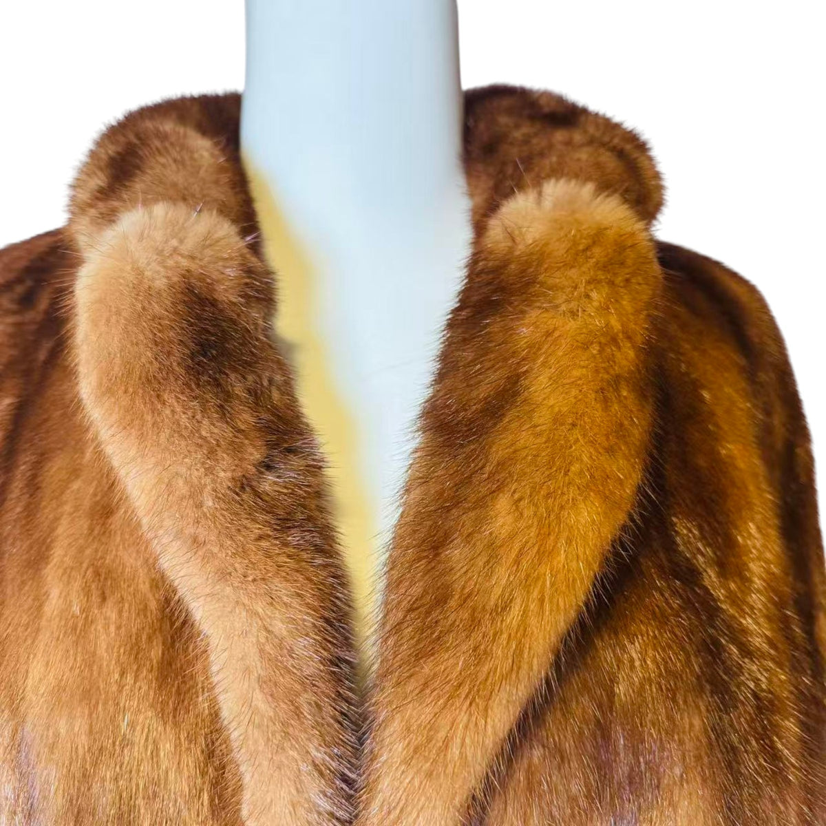 PARION SAGA MINK REAL FUR COAT SHORT JACKET SHAWL COLLAR HONEY BROWN M JAPAN