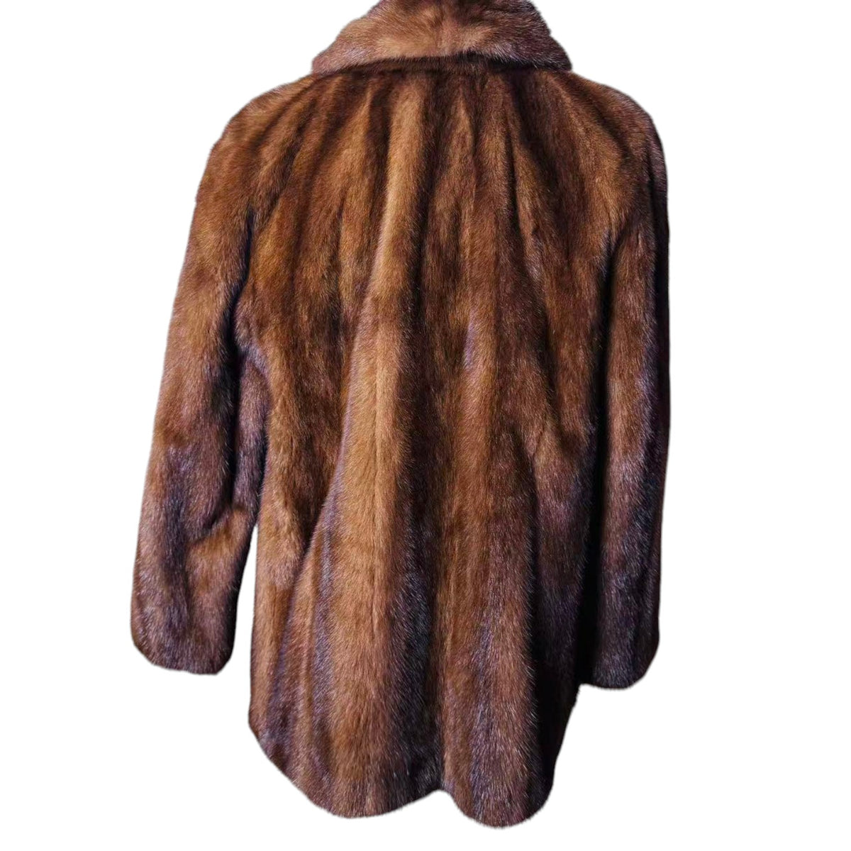 PARION SAGA MINK REAL FUR COAT SHORT JACKET SHAWL COLLAR HONEY BROWN M JAPAN