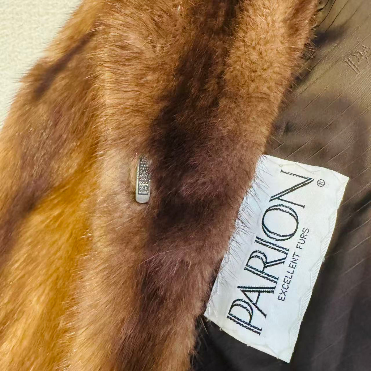 PARION SAGA MINK REAL FUR COAT SHORT JACKET SHAWL COLLAR HONEY BROWN M JAPAN