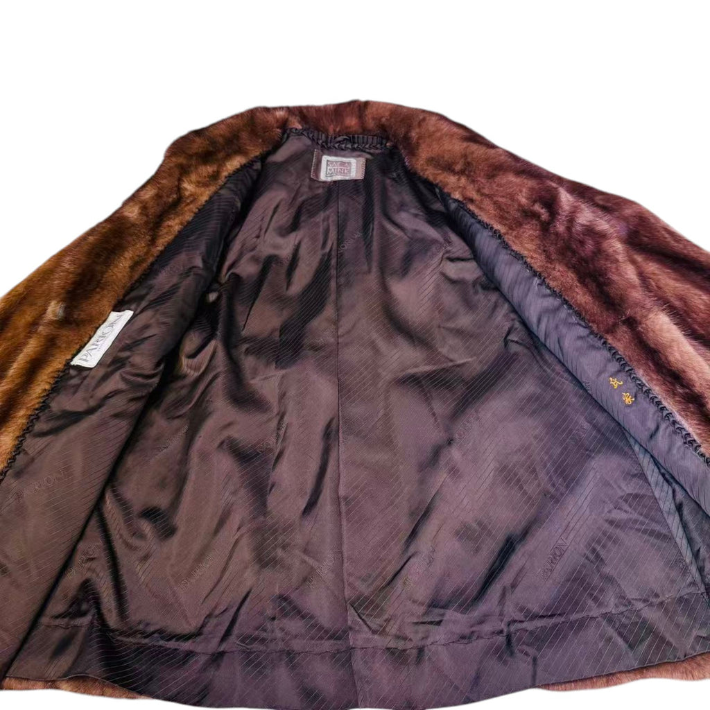 PARION SAGA MINK REAL FUR COAT SHORT JACKET SHAWL COLLAR HONEY BROWN M JAPAN