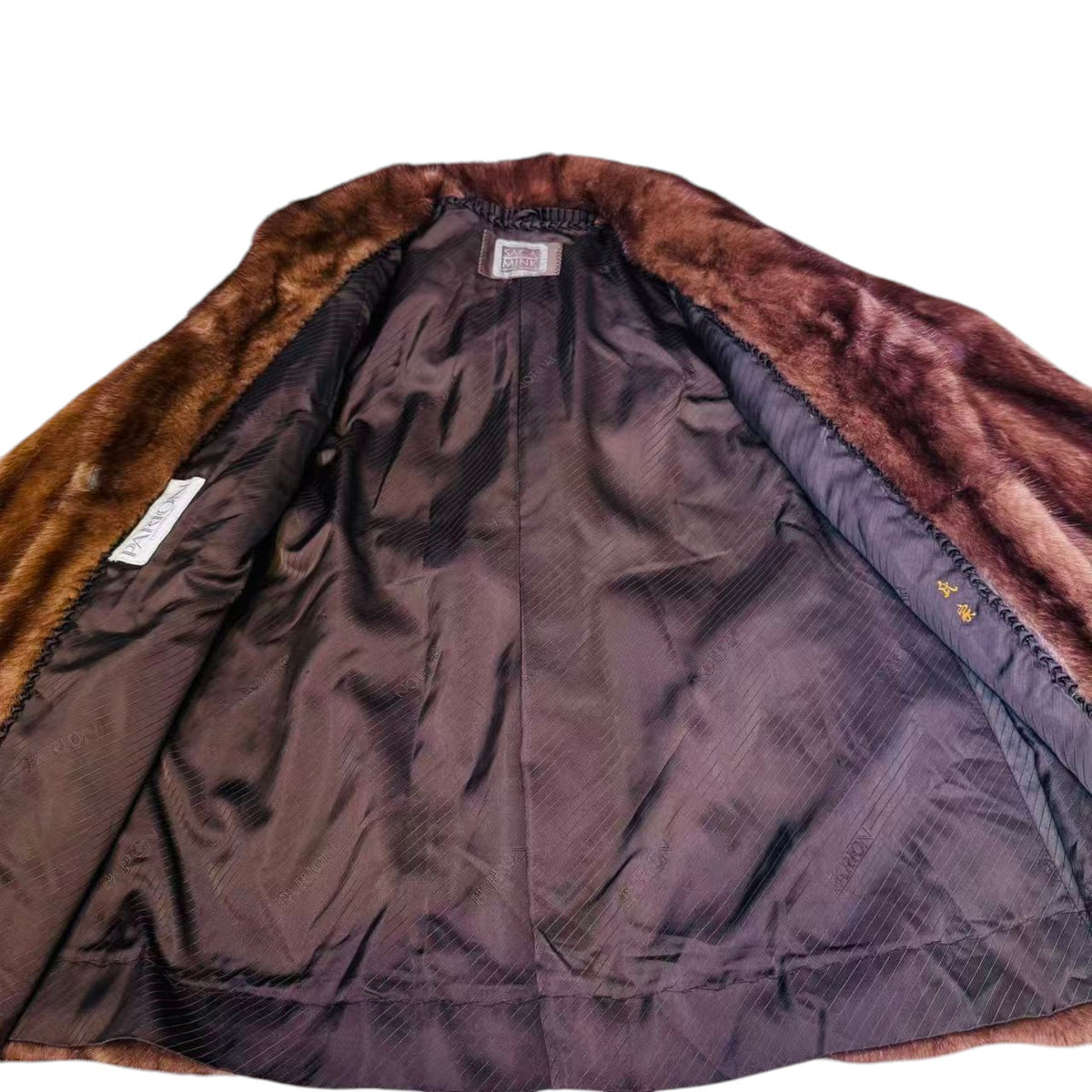 PARION SAGA MINK REAL FUR COAT SHORT JACKET SHAWL COLLAR HONEY BROWN M JAPAN