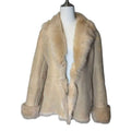 SHEEPSKIN SHEARLING MOUTON FUR JACKET SHORT COAT OFF WHITE SIZE L