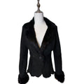 SHEEPSKIN SHEARLING REAL FUR JACKET SHORT COAT BLACK LIGHTWEIGHT ELEGANT