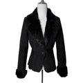 SHEEPSKIN SHEARLING REAL FUR JACKET SHORT COAT BLACK LIGHTWEIGHT ELEGANT