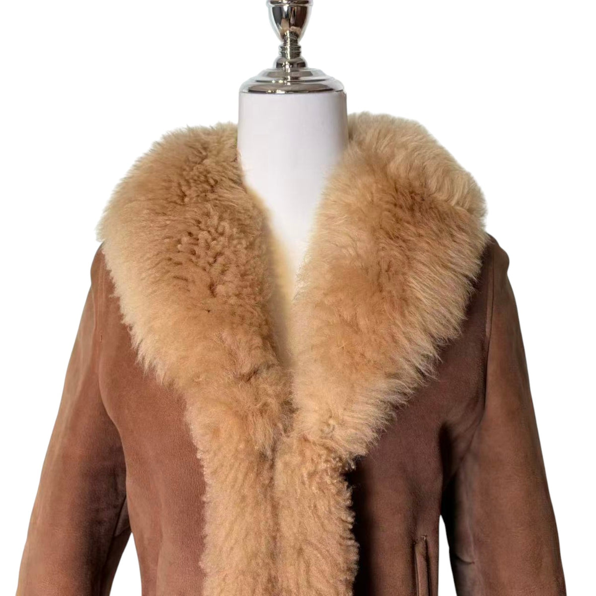 TURKISH SHEEPSKIN SHEARLING MOUTON FUR JACKET SHORT COAT LIGHT BROWN S