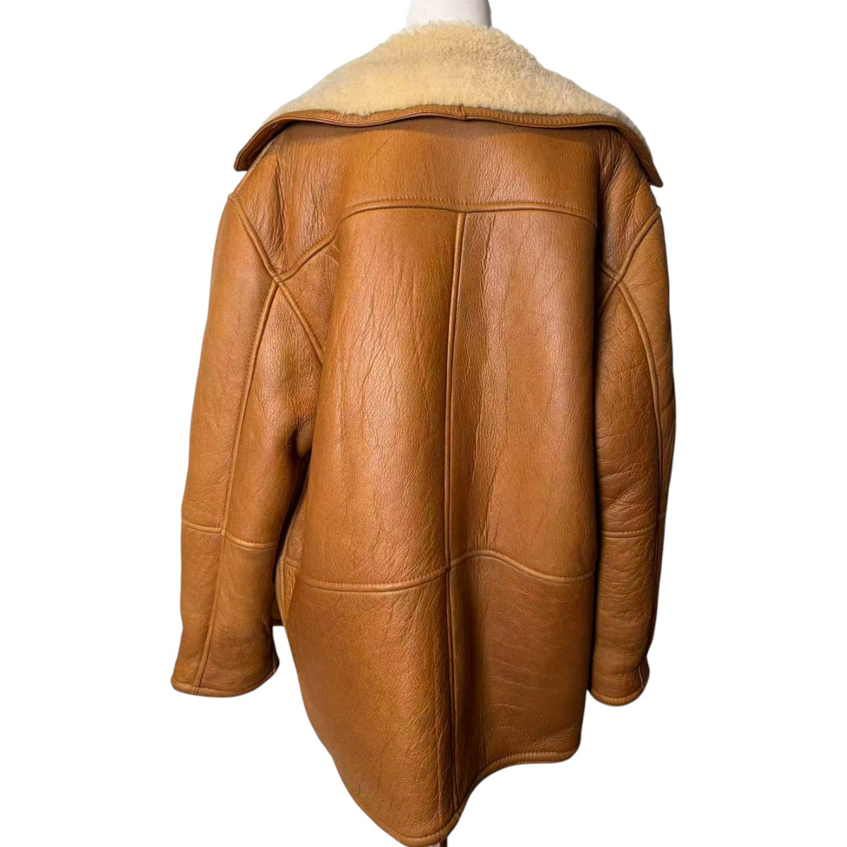 VINTAGE SHEEPSKIN SHEARLING MOUTON COAT JACKET HEAVY OVERSIZED ORANGE M