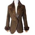 REAL RABBIT FUR SHEEPSKIN STYLE SHORT COAT JACKET DARK BROWN SIZE 11 M