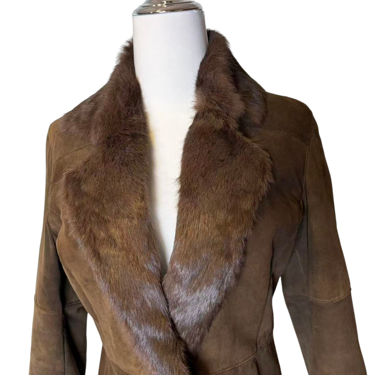 REAL RABBIT FUR SHEEPSKIN STYLE SHORT COAT JACKET DARK BROWN SIZE 11 M