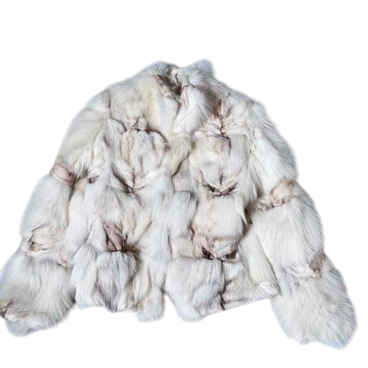 PRJ COUTURE REAL FOX FUR JACKET SHORT COAT OFF WHITE IVORY SIZE M