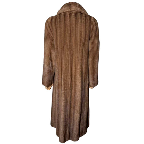 ARIANNA PASTEL MINK FUR COAT LONG JACKET SHAWL COLLAR LIGHT BROWN