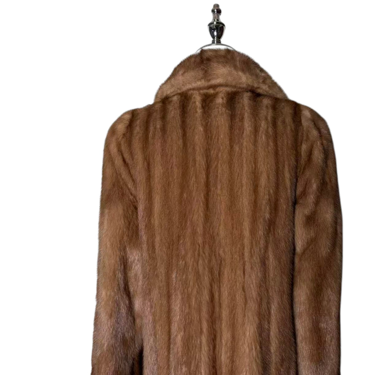 ARIANNA PASTEL MINK FUR COAT LONG JACKET SHAWL COLLAR LIGHT BROWN