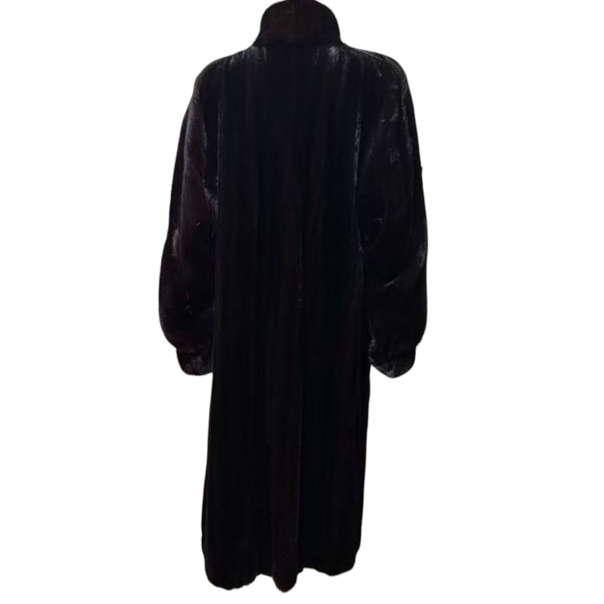 SAGA MINK BLACK REAL MINK FUR EXTRA LONG COAT JACKET 120CM MAXI OVERCOAT