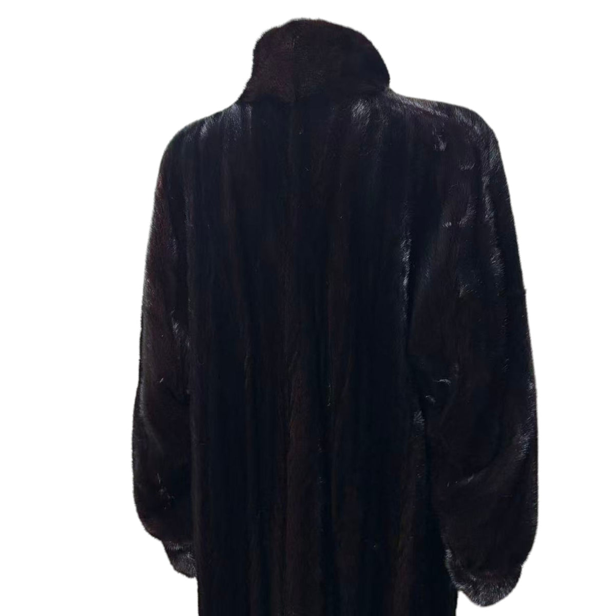 SAGA MINK BLACK REAL MINK FUR EXTRA LONG COAT JACKET 120CM MAXI OVERCOAT