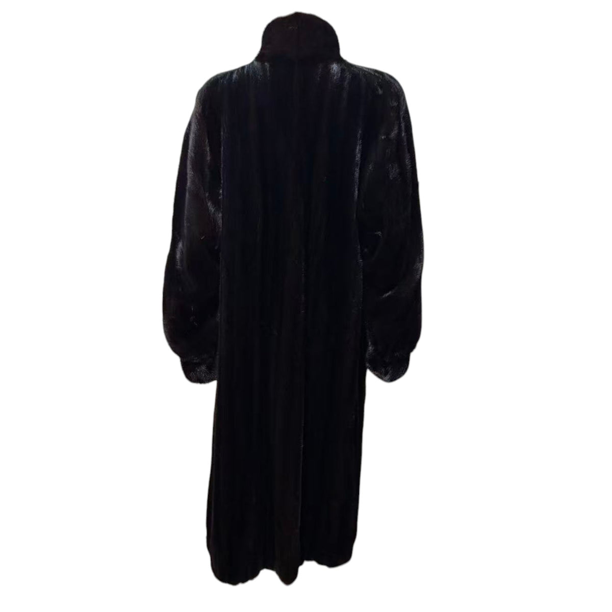 SAGA MINK BLACK REAL MINK FUR EXTRA LONG COAT JACKET 120CM MAXI OVERCOAT