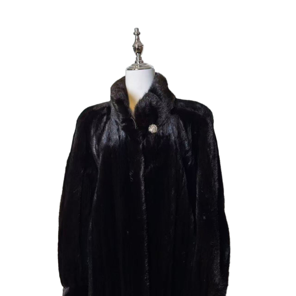 SAGA MINK BLACK REAL MINK FUR EXTRA LONG COAT JACKET 120CM MAXI OVERCOAT