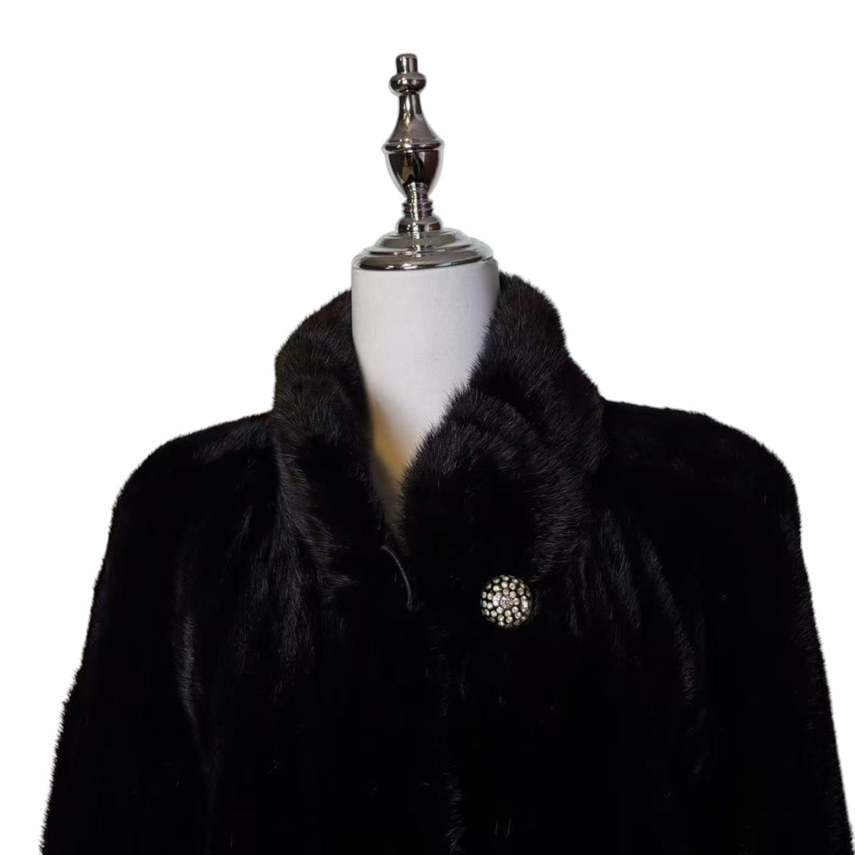 SAGA MINK BLACK REAL MINK FUR EXTRA LONG COAT JACKET 120CM MAXI OVERCOAT