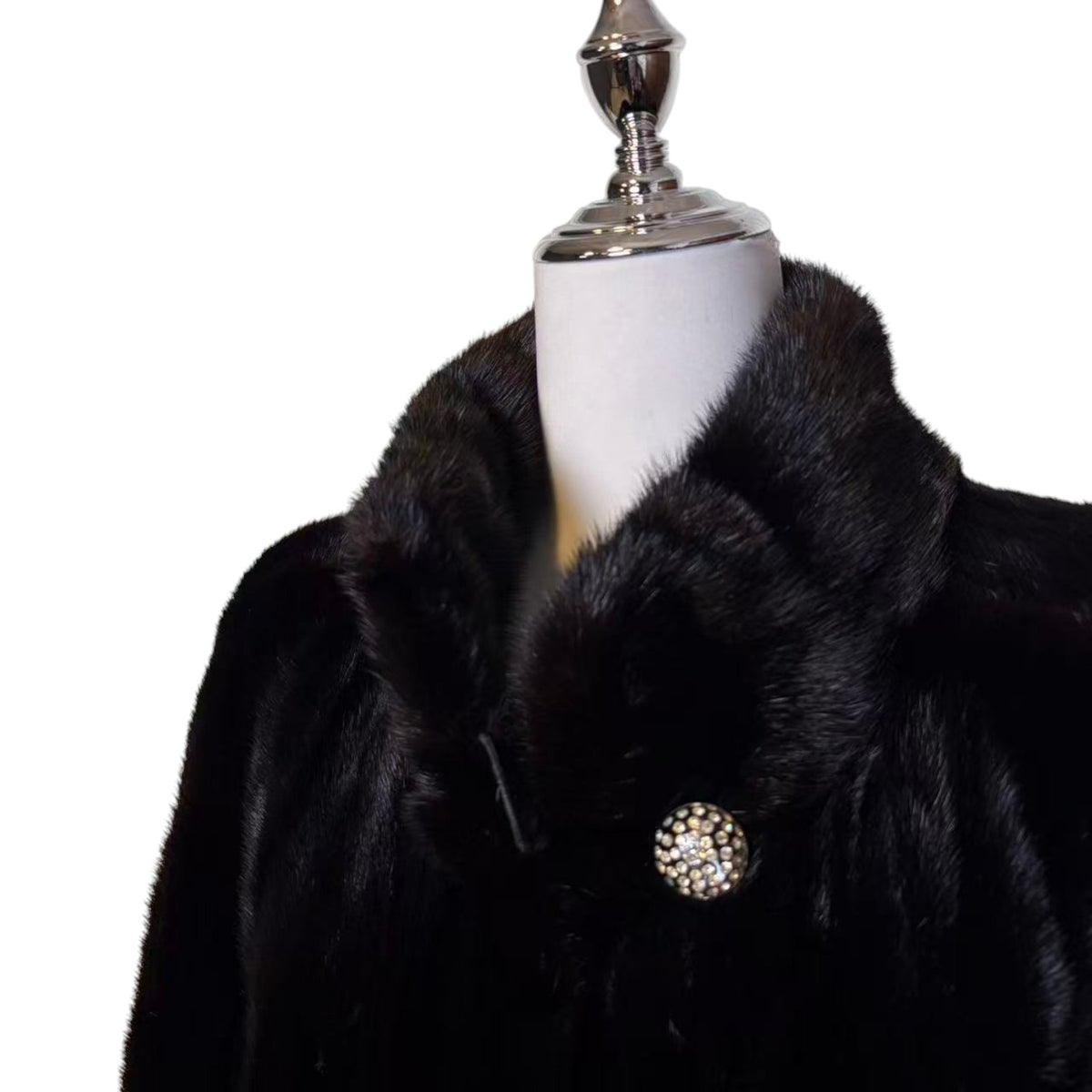 SAGA MINK BLACK REAL MINK FUR EXTRA LONG COAT JACKET 120CM MAXI OVERCOAT