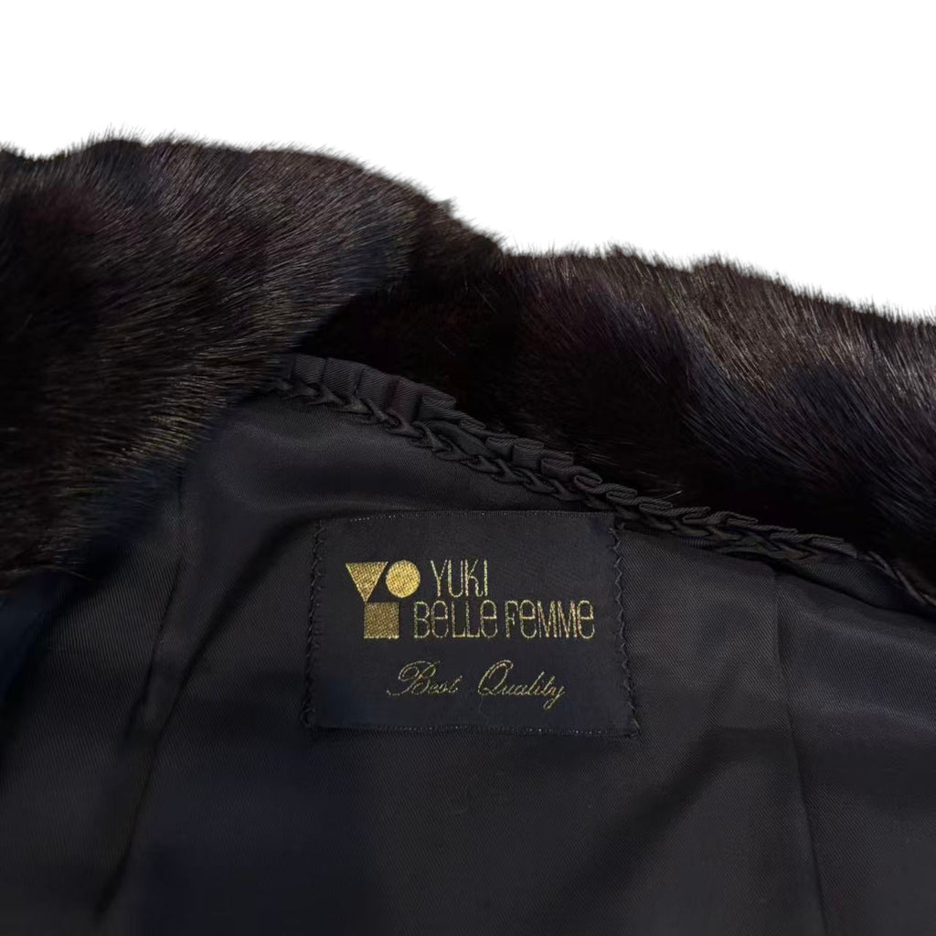 SAGA MINK BLACK REAL MINK FUR EXTRA LONG COAT JACKET 120CM MAXI OVERCOAT