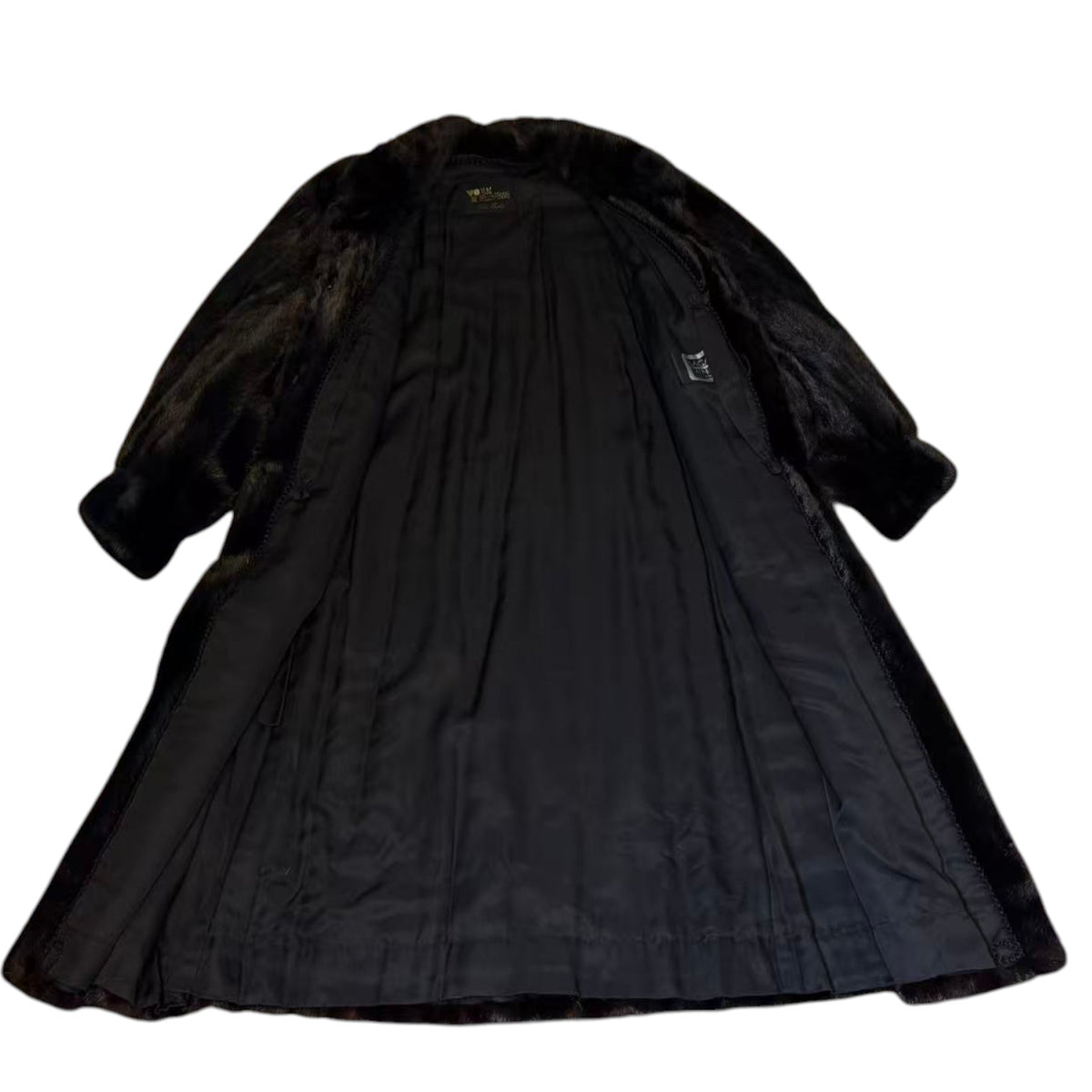 SAGA MINK BLACK REAL MINK FUR EXTRA LONG COAT JACKET 120CM MAXI OVERCOAT
