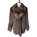 REAL SILVER FOX FUR COAT MID-LENGTH JACKET OVERSIZED COLLAR LIGHTWEIGHT