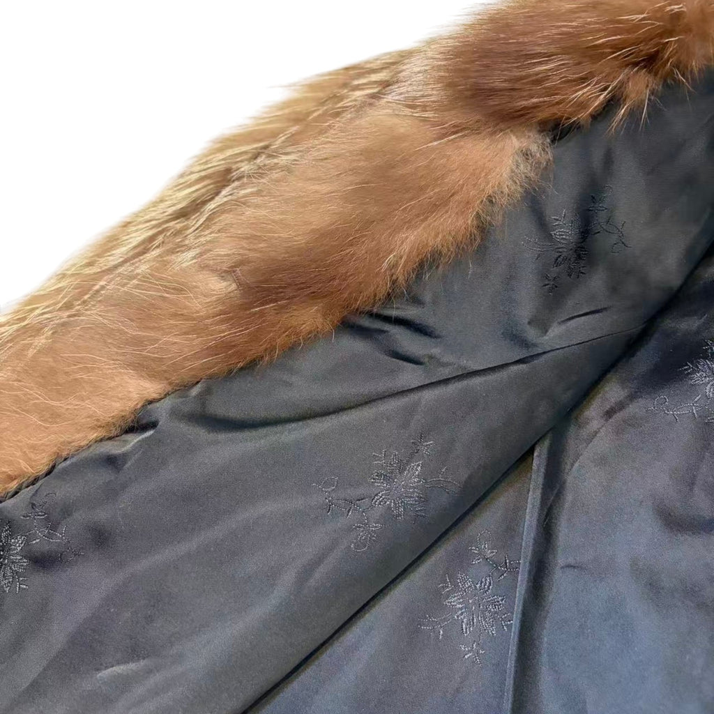 REAL SILVER FOX FUR COAT MID-LENGTH JACKET OVERSIZED COLLAR LIGHTWEIGHT