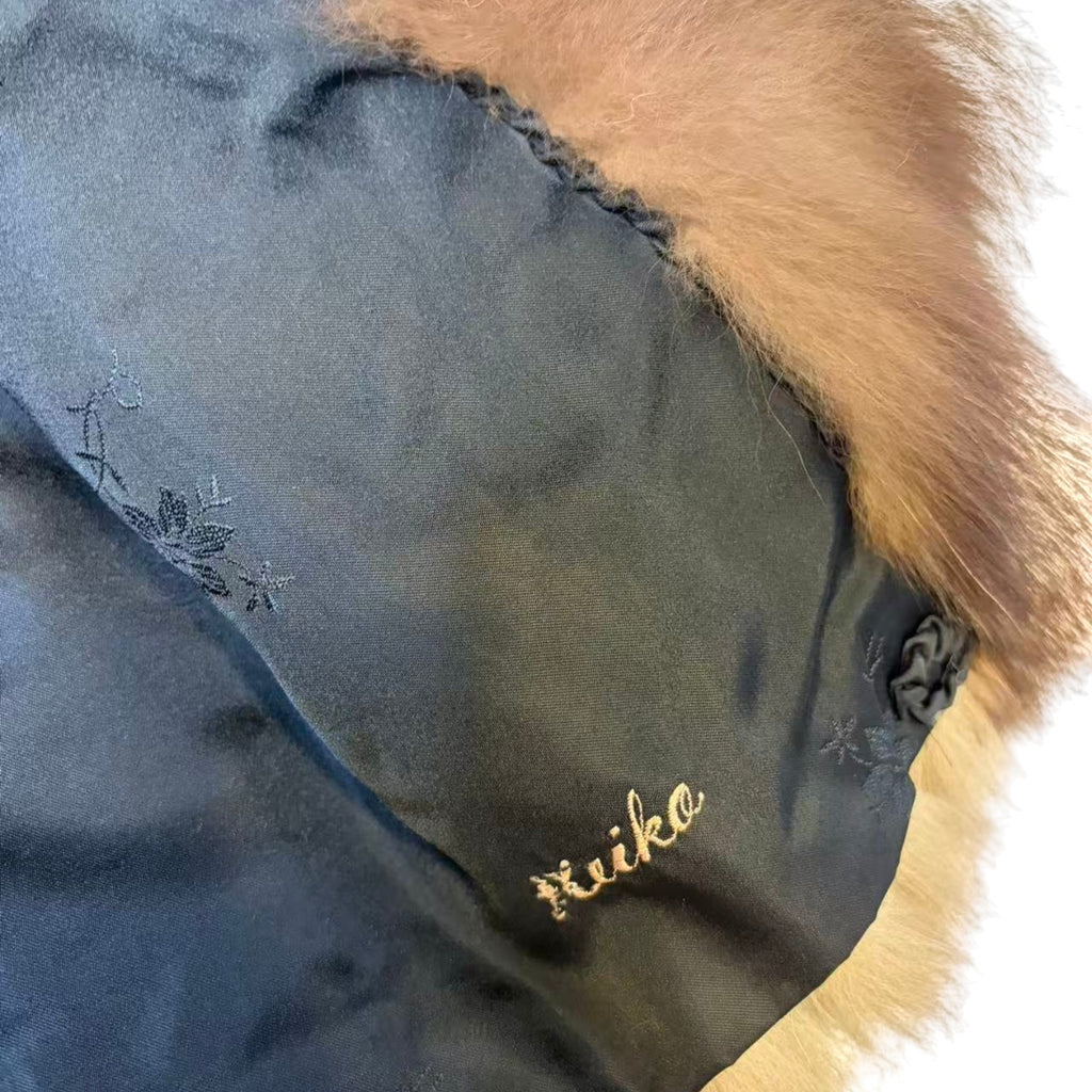 REAL SILVER FOX FUR COAT MID-LENGTH JACKET OVERSIZED COLLAR LIGHTWEIGHT