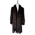 SAGA MINK ROYAL BLACK MINK FUR LONG COAT JACKET SHAWL COLLAR SIZE L