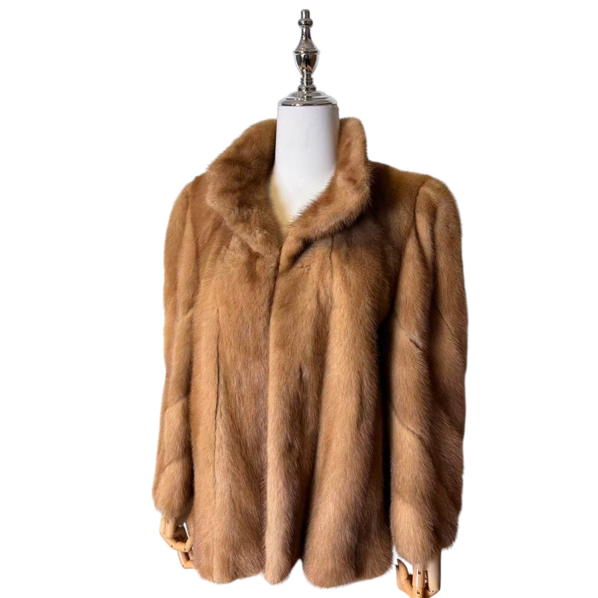 EMBA REAL PASTEL MINK FUR SHORT COAT JACKET SPIRAL SLEEVE SIZE 11 M USA