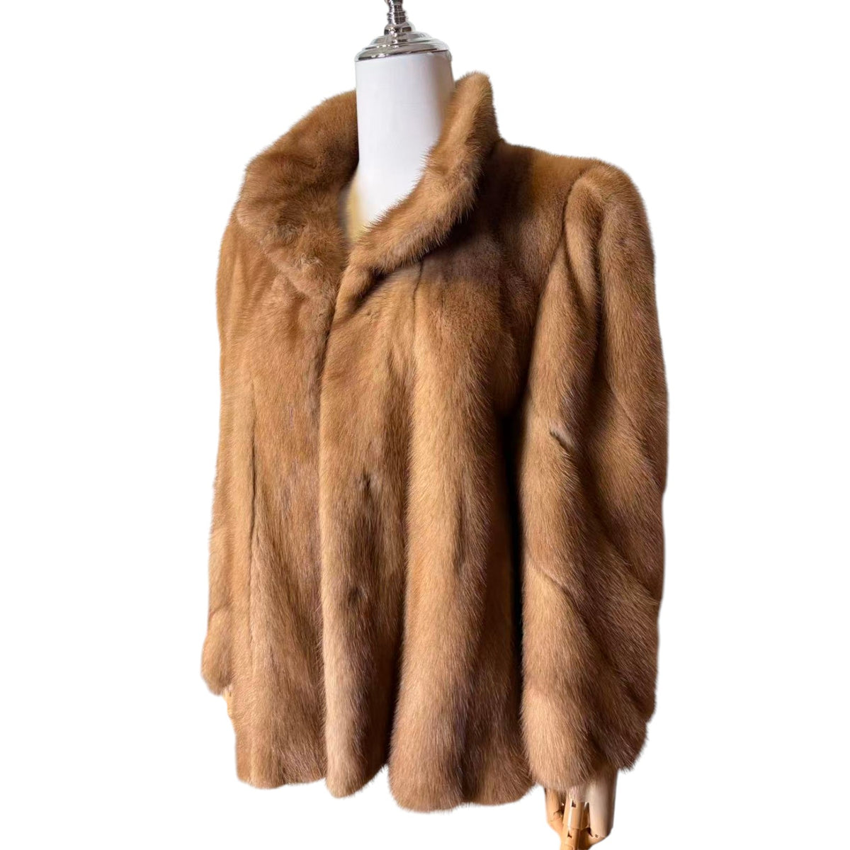EMBA REAL PASTEL MINK FUR SHORT COAT JACKET SPIRAL SLEEVE SIZE 11 M USA