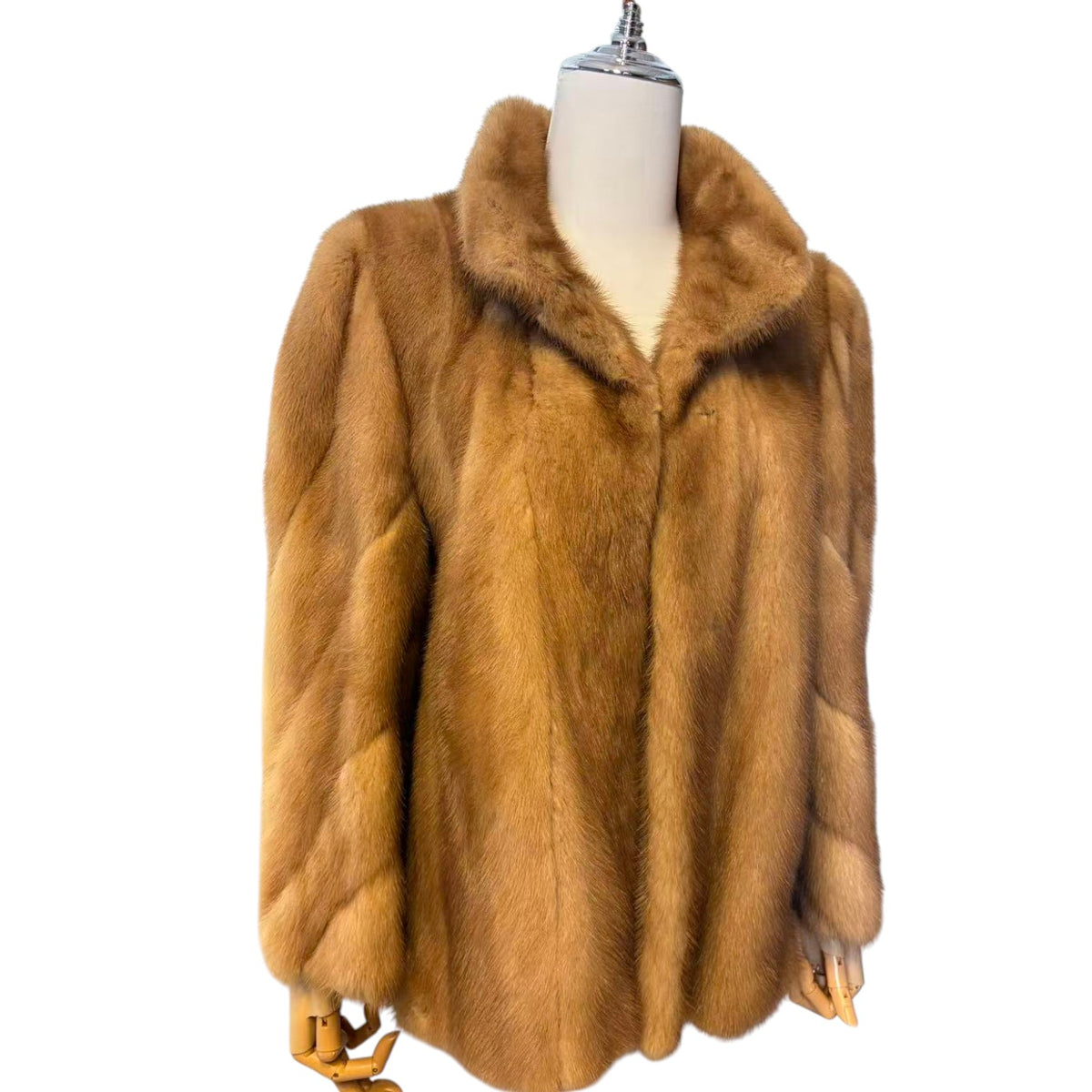 EMBA REAL PASTEL MINK FUR SHORT COAT JACKET SPIRAL SLEEVE SIZE 11 M USA