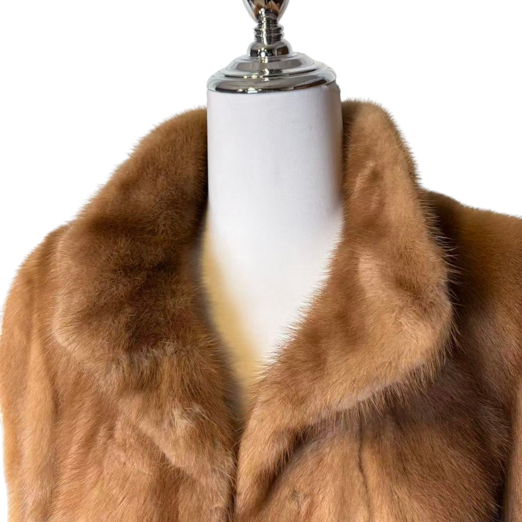 EMBA REAL PASTEL MINK FUR SHORT COAT JACKET SPIRAL SLEEVE SIZE 11 M USA