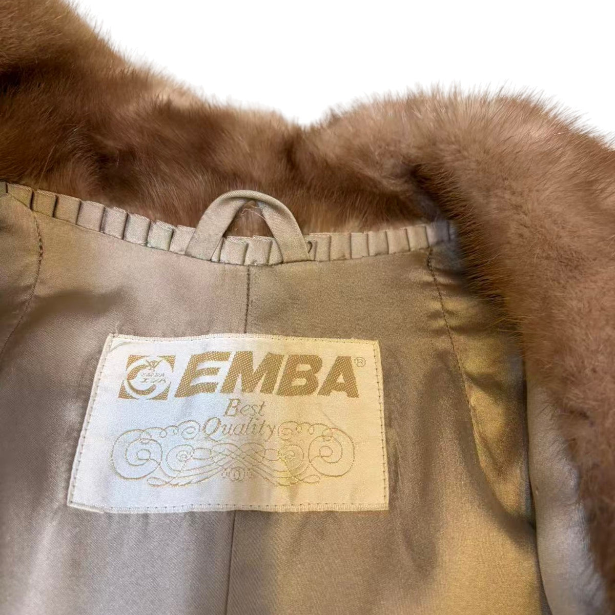 EMBA REAL PASTEL MINK FUR SHORT COAT JACKET SPIRAL SLEEVE SIZE 11 M USA