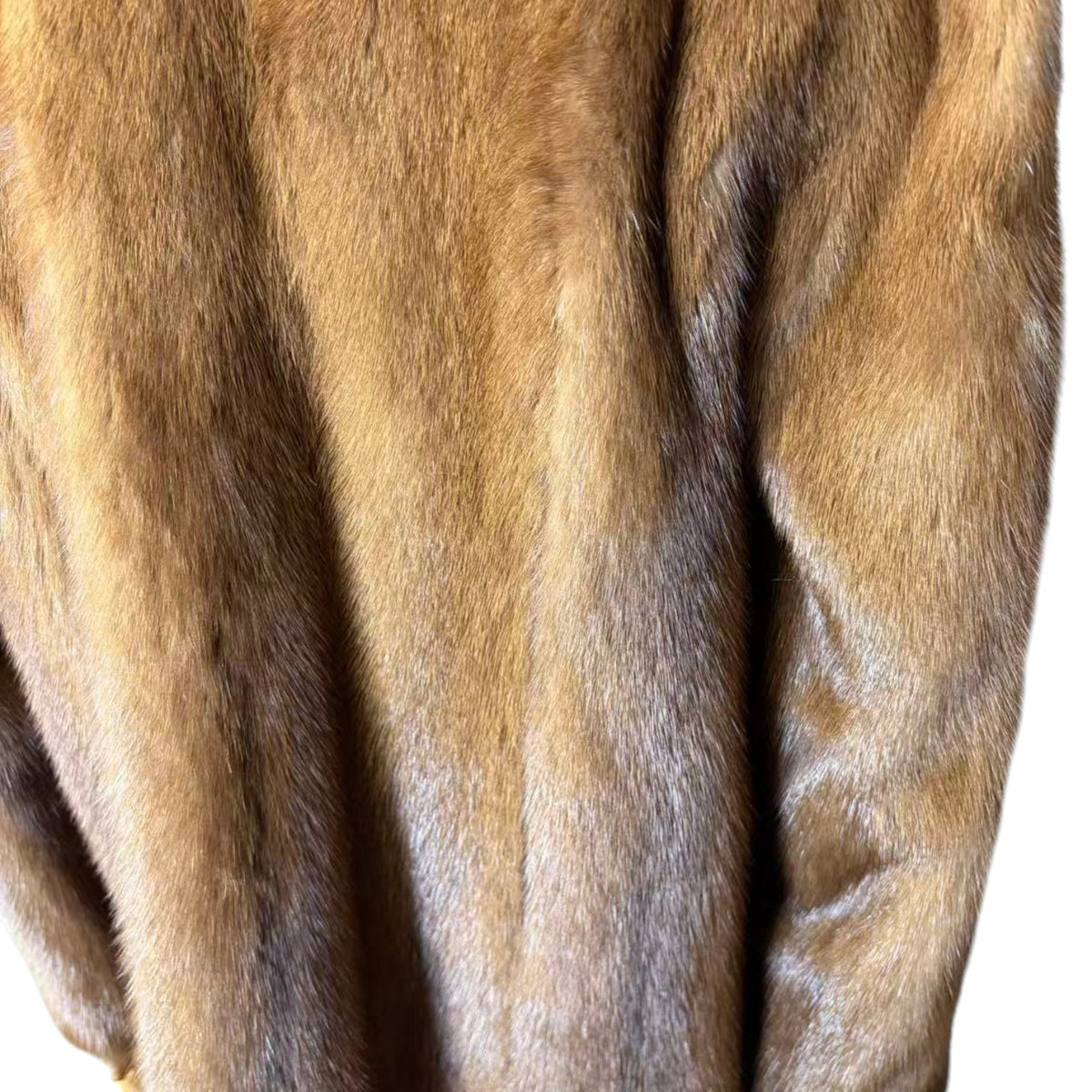 SAGA MINK GOLD LABEL LIGHT BROWN MINK FUR MID COAT STAND COLLAR SIZE L