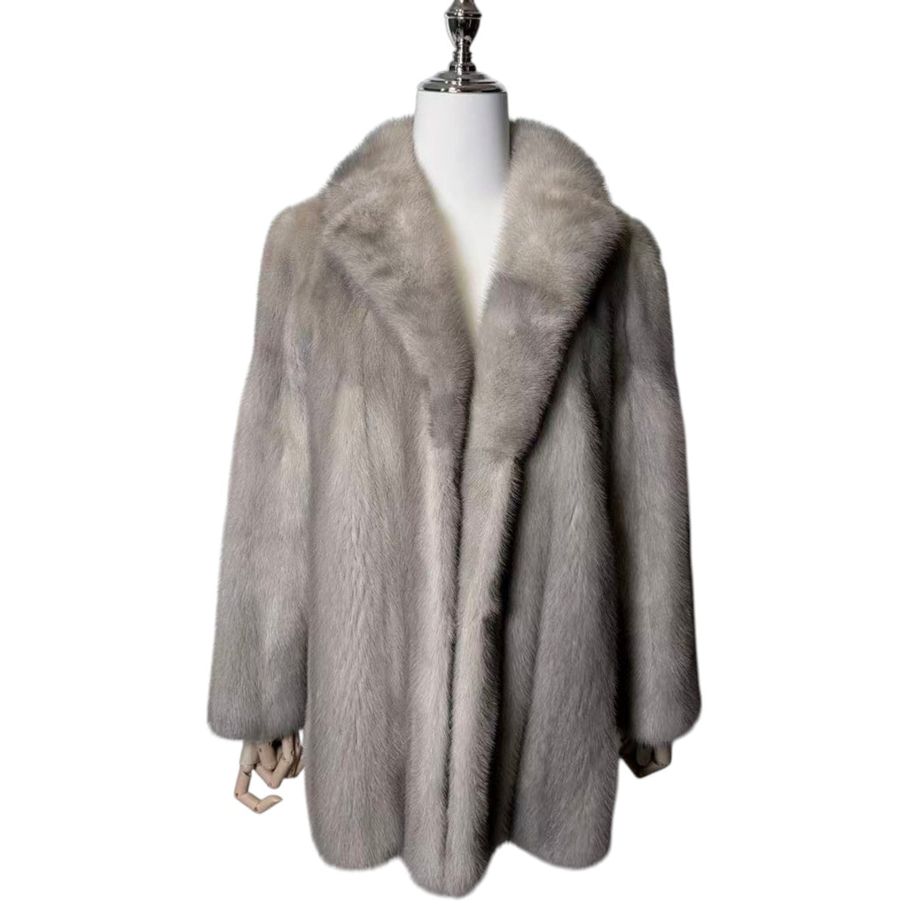 SAPPHIRE MINK REAL FUR COAT JACKET GREY SIZE M FROM JAPAN