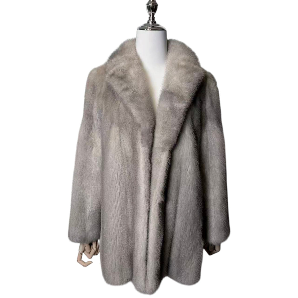 SAPPHIRE MINK REAL FUR COAT JACKET GREY SIZE M FROM JAPAN
