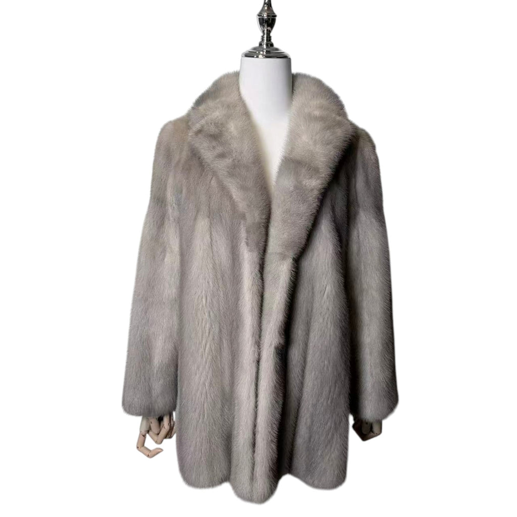 SAPPHIRE MINK REAL FUR COAT JACKET GREY SIZE M FROM JAPAN