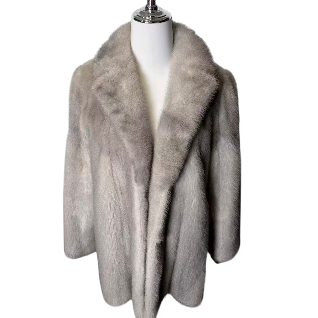 SAPPHIRE MINK REAL FUR COAT JACKET GREY SIZE M FROM JAPAN