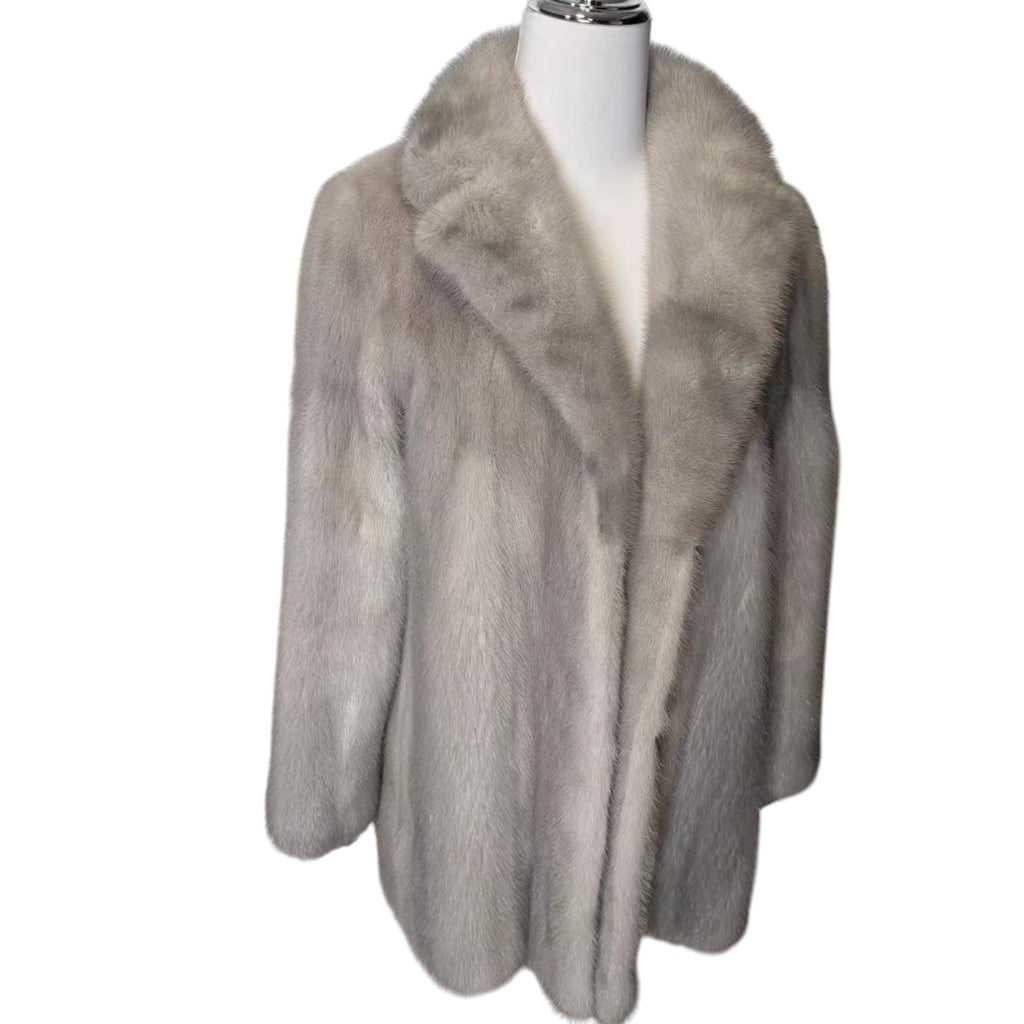 SAPPHIRE MINK REAL FUR COAT JACKET GREY SIZE M FROM JAPAN