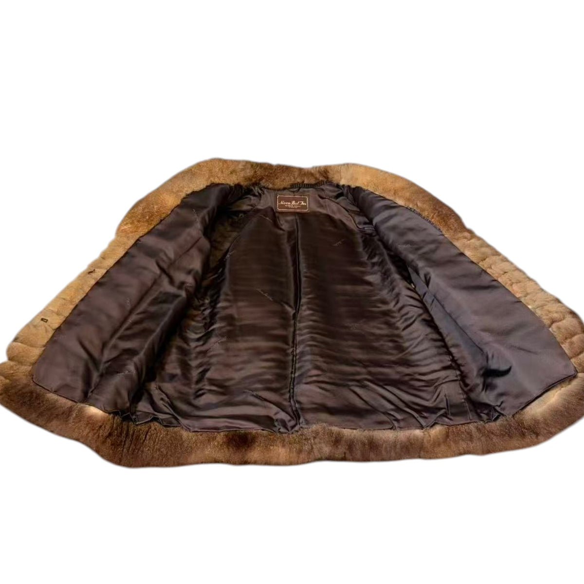 RARE MOON BAT REAL FUR COAT LIGHTWEIGHT SOFT BROWN SIZE M JAPAN