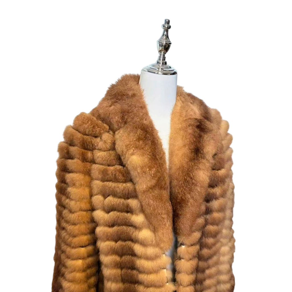 RARE MOON BAT REAL FUR COAT LIGHTWEIGHT SOFT BROWN SIZE M JAPAN