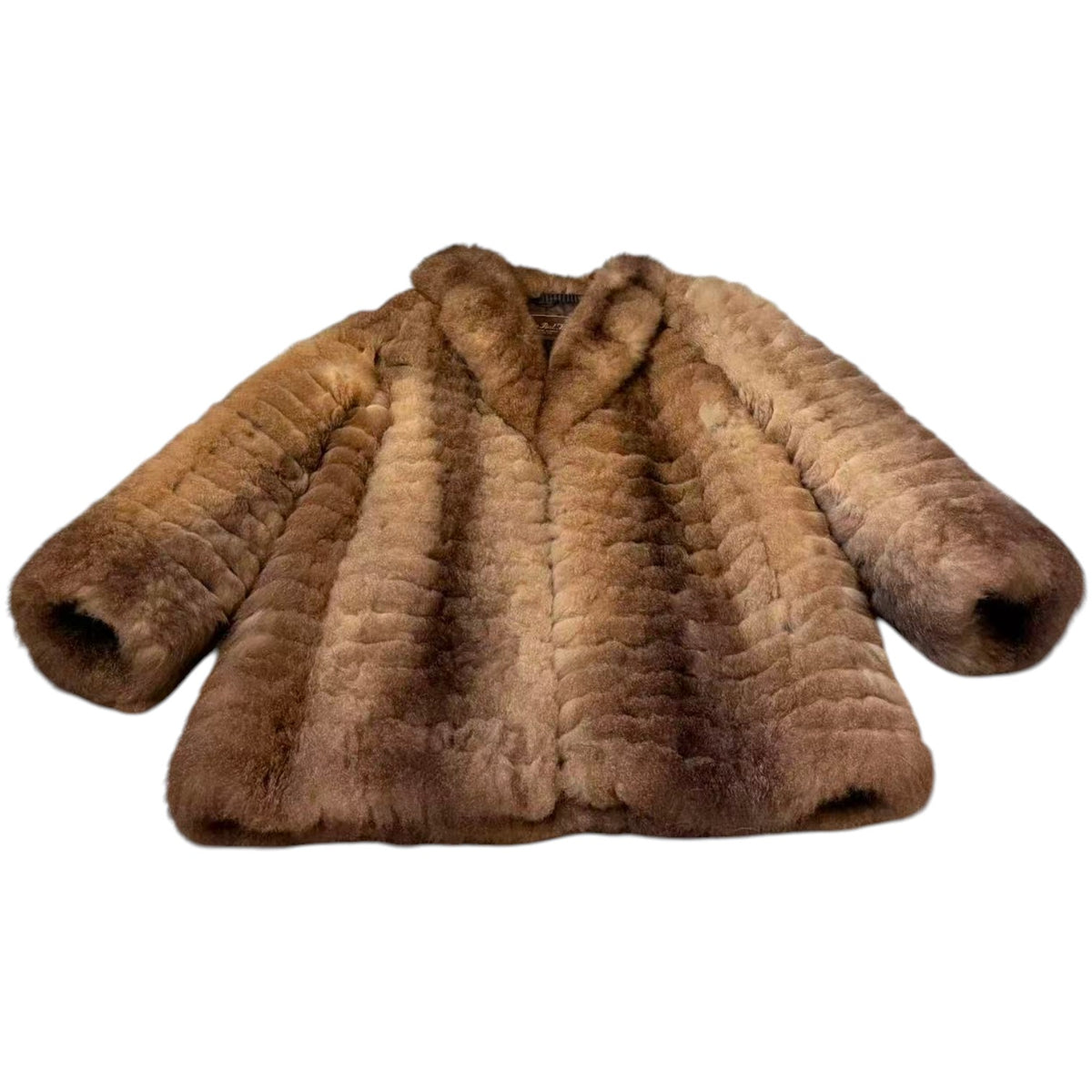 RARE MOON BAT REAL FUR COAT LIGHTWEIGHT SOFT BROWN SIZE M JAPAN