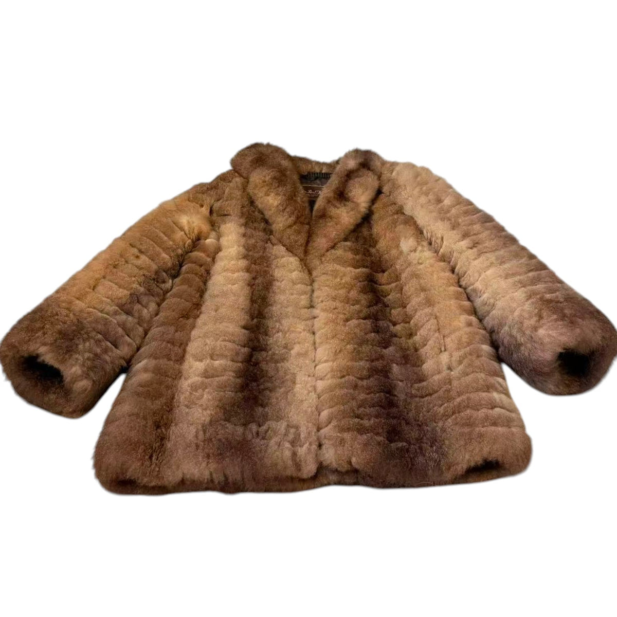 RARE MOON BAT REAL FUR COAT LIGHTWEIGHT SOFT BROWN SIZE M JAPAN