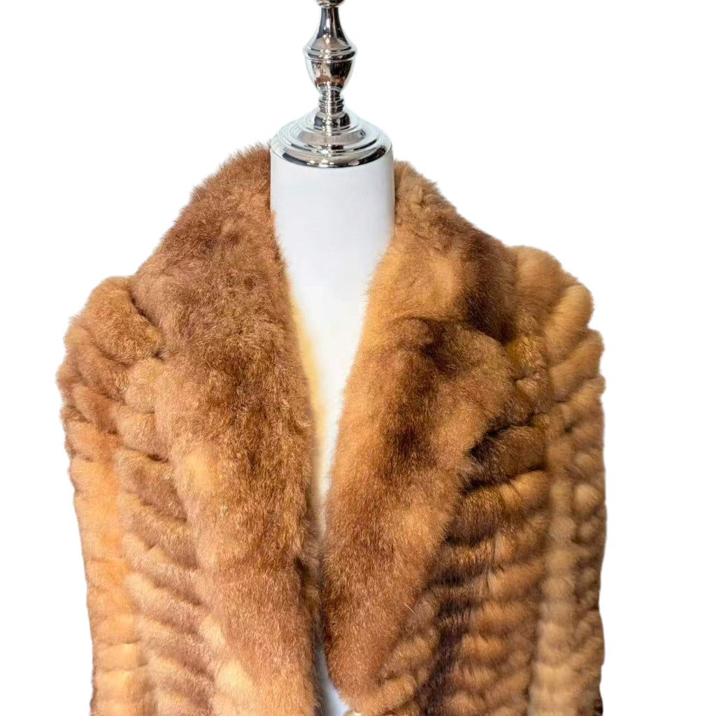 RARE MOON BAT REAL FUR COAT LIGHTWEIGHT SOFT BROWN SIZE M JAPAN