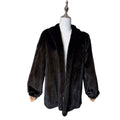AUTHENTIC SAGA MINK REAL FUR COAT SILVER TAG BLACK SIZE 11 FROM JAPAN