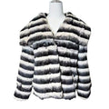 REAL REX RABBIT FUR JACKET COAT STRIPED BLACK WHITE SHORT SIZE L JAPAN image 1