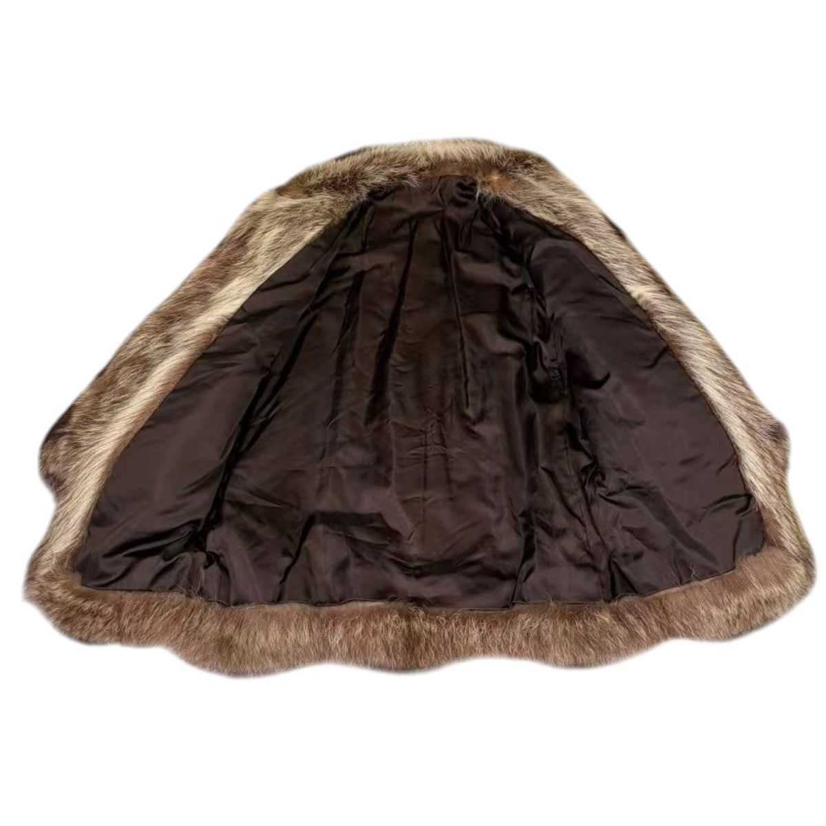 VINTAGE REAL RACCOON FUR COAT JACKET BROWN CHEVRON STRIPE SIZE M FROM JAPAN image 5