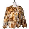 REAL FOX FUR JACKET COAT MULTICOLOR BROWN YELLOW WHITE SHORT SIZE M JAPAN image 2